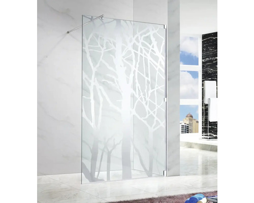 Perete duș tip walk-in Belform Nature 100x200 cm sticlă transparentă design copac Perete duș tip walk-in Belform Nature 100x200 cm sticlă transparentă design copac