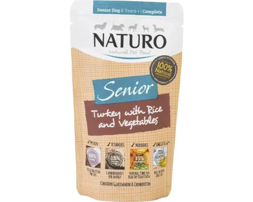 Hrană umedă pentru câini NATURO Adult Mini cu curcan, orez și legume fără cereale, gluten, lactoză și zahăr 150 g