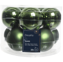 Pachet de zece globuri verzi de Crăciun din sticlă