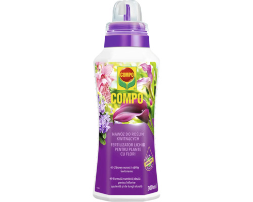 Fertilizator lichid pentru plante cu flori Compo 500 ml Îngrășământ lichid COMPO pentru plante cu flori în sticlă de 500 mililitri
