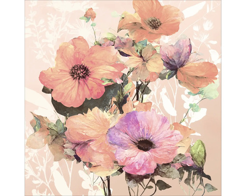 Tablou sticlă Watercolor Flowers VI 20x20 cm