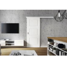 Sufragerie cu ușă glisantă albă, televizor și mobilier
