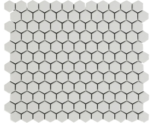 Mozaic ceramic MIRAVA Hexagon alb mat 29,6x25,8 cm Covor de faianță hexagonal pentru pereți și podele