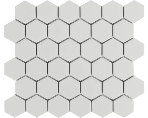 Mozaic ceramic Mirava Hexagon alb mat 32x27,9 cm