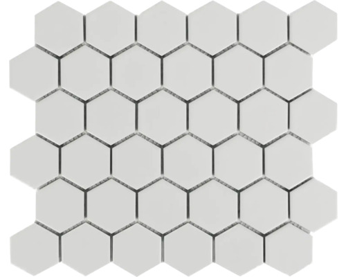 Mozaic ceramic MIRAVA Hexagon alb mat 32x27,9 cm Placă de mozaic albă cu elemente hexagonale