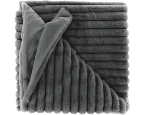 Pătură moale gri cu model cu nervuri