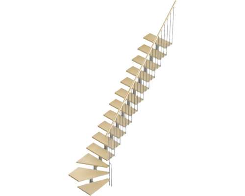 Scară din lemn cu balustradă metalică