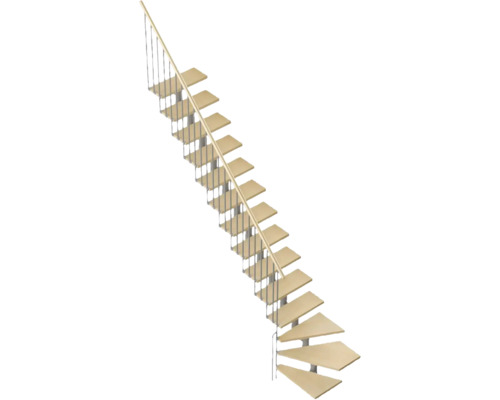 Scară de economisire a spațiului cu trepte din lemn și balustradă cu cabluri din oțel inoxidabil
