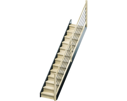 Scară din lemn cu balustradă și bare metalice