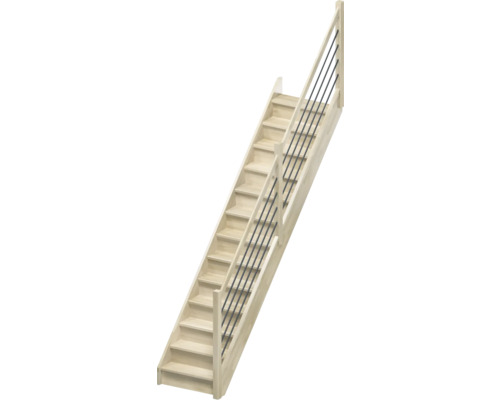 Scară din lemn cu bare de balustradă