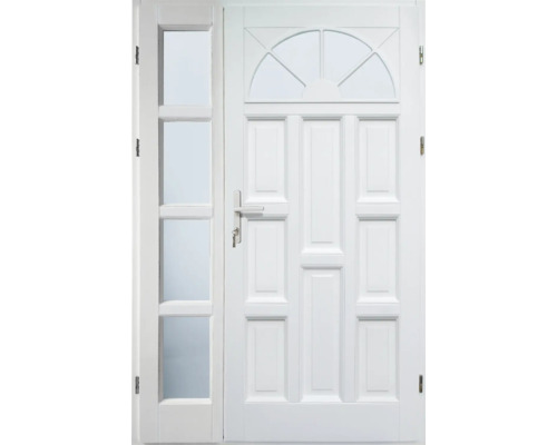 Ușă de intrare din lemn pentru exterior 1/1 molid alb 140x210 cm dreapta