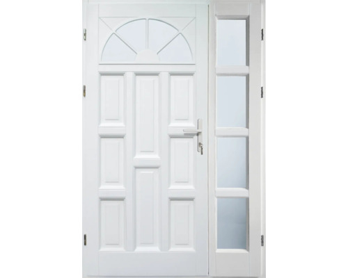 Ușă de intrare din lemn pentru exterior 1/1 molid alb 140x210 cm stânga