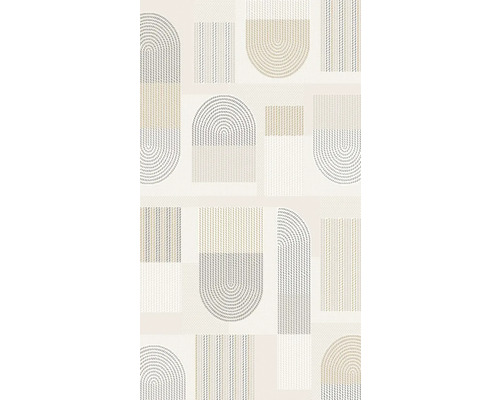 Covor modern Pierre Cardin Cozzy CZ00C crem 80x150 cm Tapetă cu model cu motive de semicerc și dreptunghi