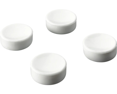 Magnet de perete Hettich 10,5x22,5mm rotund alb Patru glisiere albe din plastic pentru mobilă