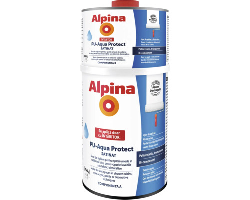 Sigilant poliuretanic bicomponent Alpina PU-Aqua Protect satinat 1 kg (componenta A 750 g + componenta B 250 g)