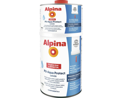 Sigilant poliuretanic bicomponent Alpina PU-Aqua Protect lucios 1 kg (componenta A 750 g + componenta B 250 g)