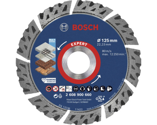 Disc de tăiere diamantat Bosch Expert cu diametrul de 125 milimetri pentru diverse materiale