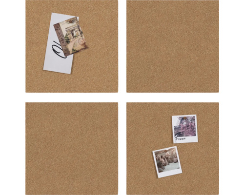 Set de patru plăci de plută cu pioneze pentru fixarea notițelor și a fotografiilor