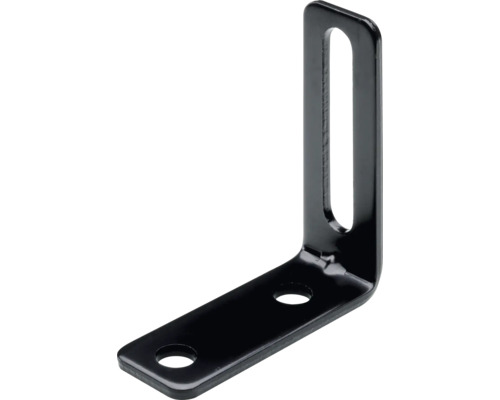 Colțar 55x55mm Hettich GunMetal, oțel negru mat Conector unghiular cu orificiu alungit și două orificii
