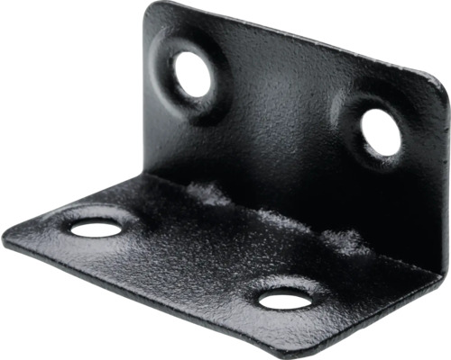 Colțar lung 20x20x37mm Hettich, oțel negru mat Conector de colț negru cu patru găuri pentru fixare.