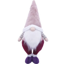 Gnom decorativ de pluș cu căciulă, barbă și mâneci cu dungi
