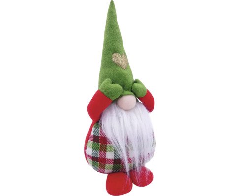 Gnom decorativ de Crăciun cu barbă, căciulă și inimă