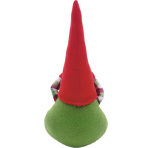 Spiriduș decorativ de Crăciun cu căciulă roșie și mâneci în carouri din spate