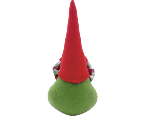 Spiriduș decorativ de Crăciun cu căciulă roșie și mâneci în carouri din spate