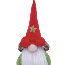 Spiriduș decorativ de Crăciun cu barbă și căciulă roșie cu stea