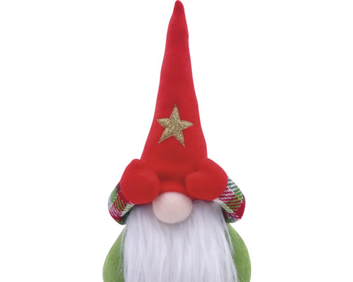Spiriduș decorativ de Crăciun cu barbă și căciulă roșie cu stea