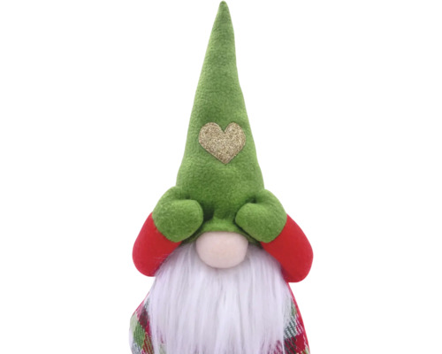 Figurină decorativă de pitic cu pălărie verde și barbă