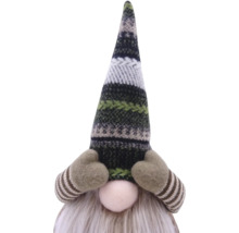 Spiriduș decorativ de Crăciun cu căciulă în dungi și barbă