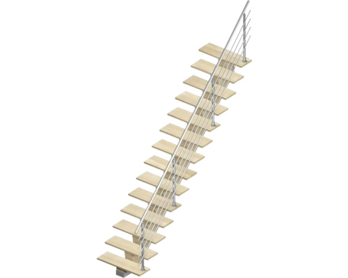 Scară din lemn cu balustradă metalică