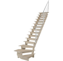 Scară din lemn cu balustradă metalică