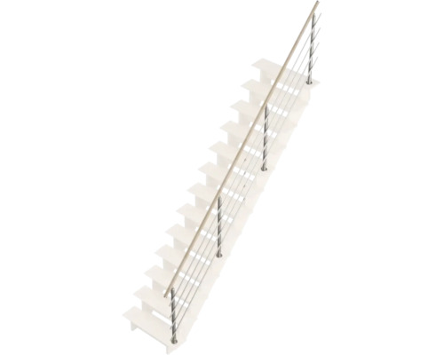 Scară cu balustradă din lemn și oțel inoxidabil