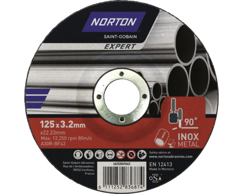 Disc debitare metal Norton Expert Ø125x3,2x22,23mm, profil conic de debitare