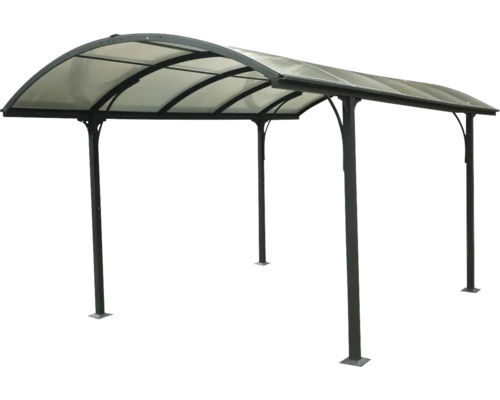 Carport HABRITA cu acoperiș curbat din aluminiu 301,5x485x250 cm antracit Copertină auto din metal cu acoperiș din policarbonat