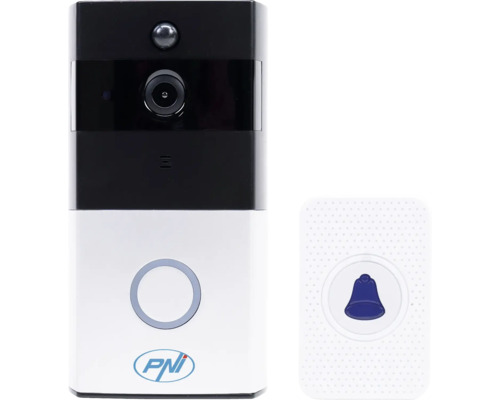 Videointerfon PNI SafeHome PT710B, Tuya Smart, incl. acumulator & sonerie Set de supraveghere casă PNI cu sonerie și cameră