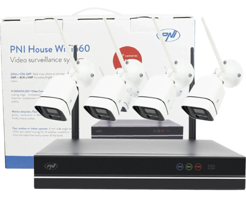 Set de supraveghere casă PNI cu patru camere și dispozitiv de înregistrare