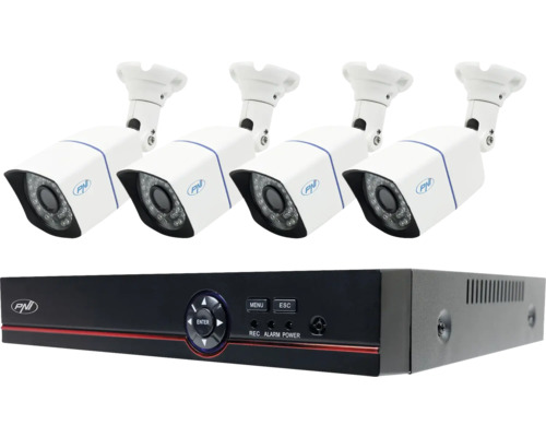 Kit supraveghere video PNI House PTZ1500, 5 MP, memorie 8TB, 4 camere, pentru exterior IP66