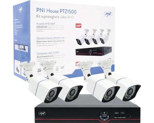 Kit supraveghere video PNI House PTZ1500, 5 MP, memorie | HORNBACH