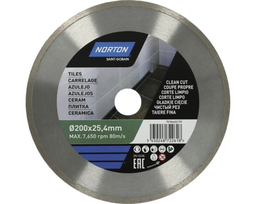 Disc diamantat pentru ceramică Norton Ø200x25,4mm | HORNBACH