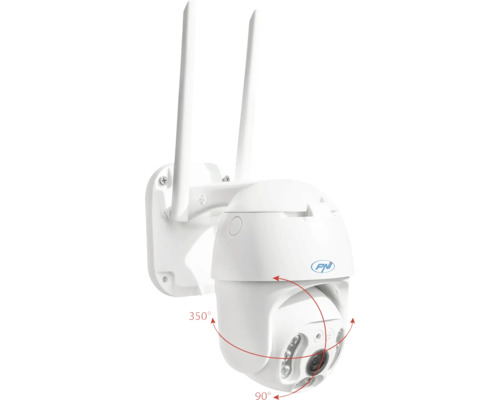 Cameră de supraveghere albă cu două antene pentru siguranță