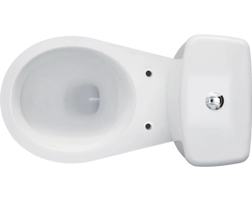 Vedere de sus a unei toalete albe.