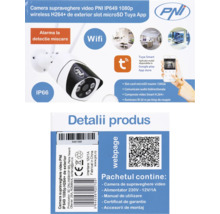 Cameră supraveghere video wireless PNI IP649 1080p de exterior cu slot microSD și aplicația Tuya