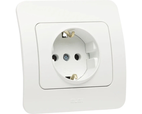Priză cu contact de protecție albă pentru montare pe perete