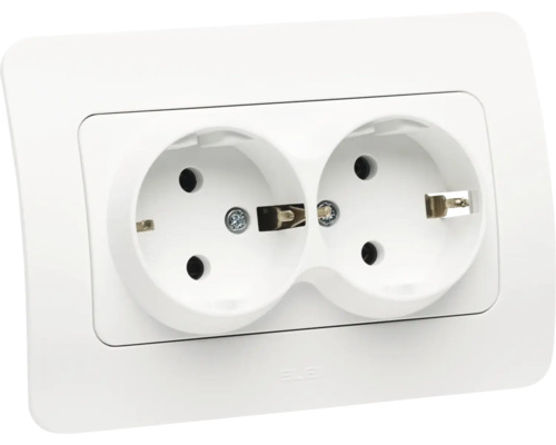 Priza dublă cu ramă pentru montare pe perete