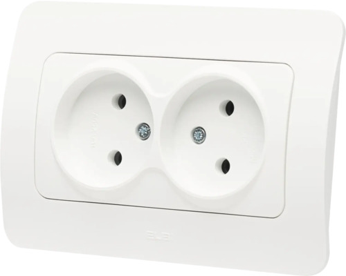 Priza dublă cu ramă pentru montare pe perete