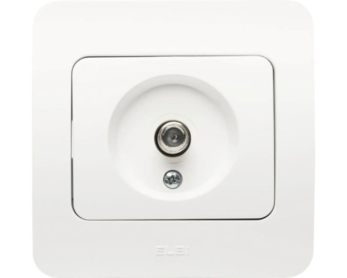 Priză TV conector F Jazz, alb mat Priză de antenă ELBI pentru cabluri coaxiale