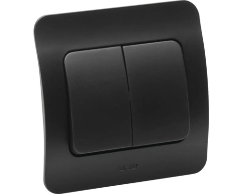 Întrerupător dublu negru pentru montaj pe perete